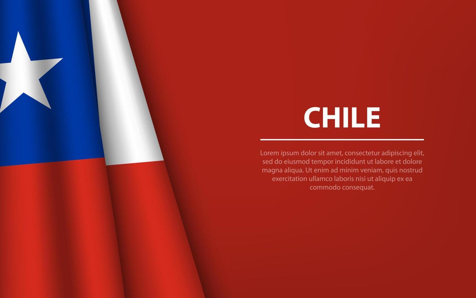 Wave flag of Chile with copyspace background. vector