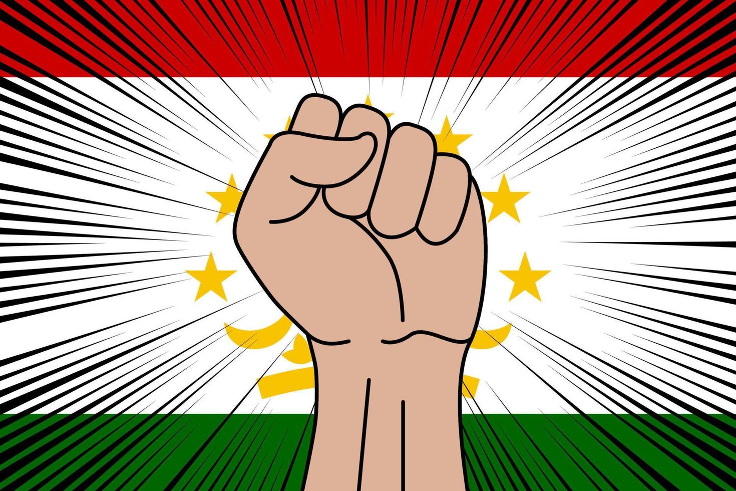 Human fist clenched symbol on flag of Tajikistan vector