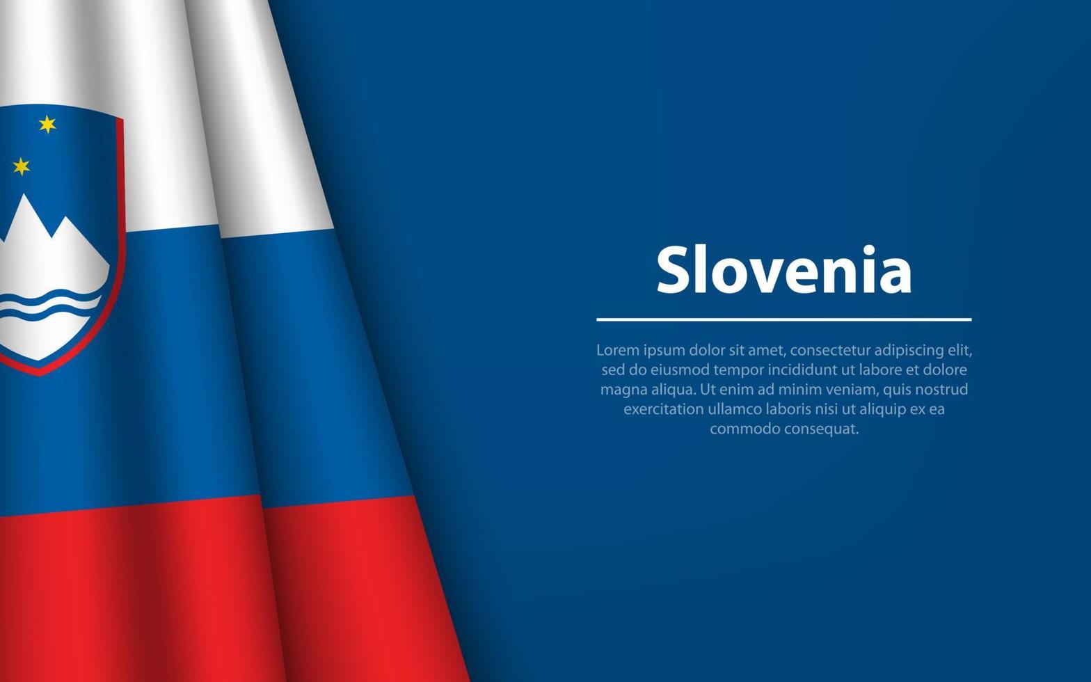 Wave flag of Slovenia with copyspace background. vector