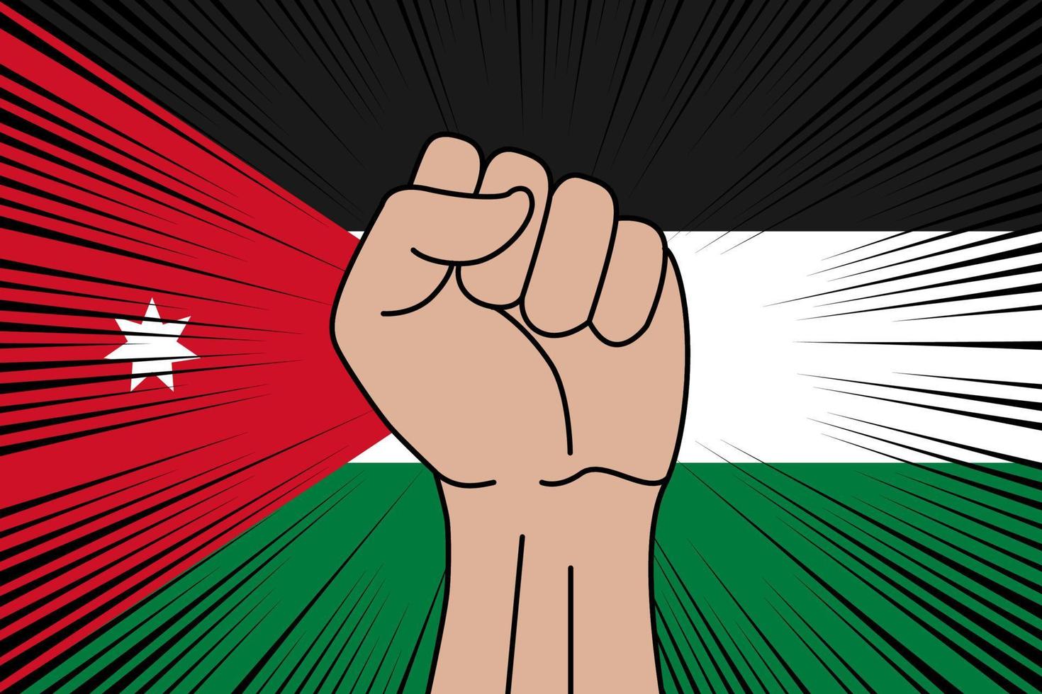 Human fist clenched symbol on flag of Jordan vector