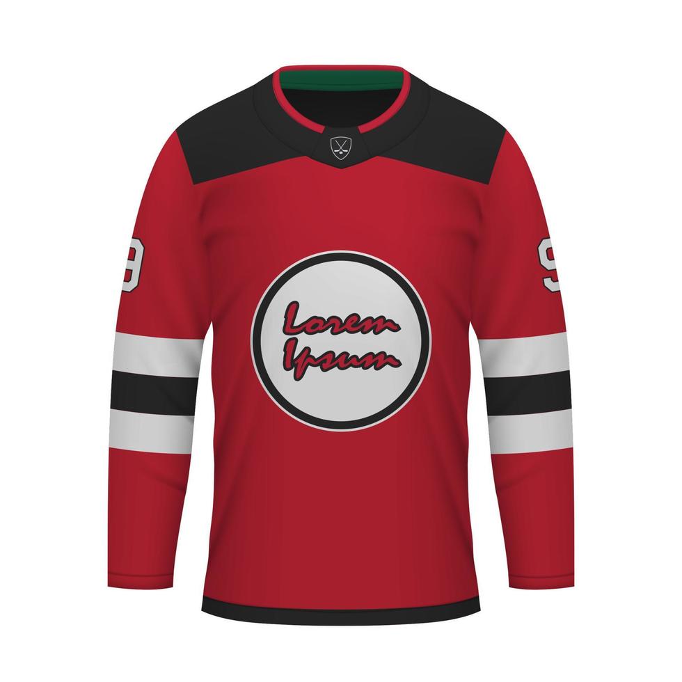 Realistic Ice Hockey shirt of New Jersey, jersey template vector