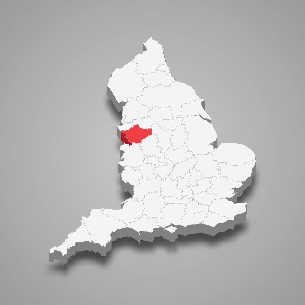 Cheshire county location within England 3d map vector