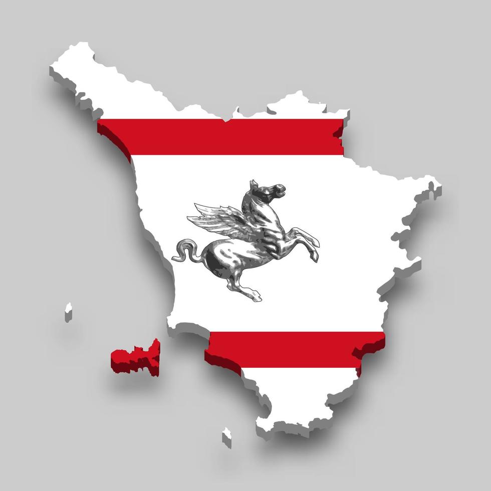 3d isometric Map of Tuscany is a region of Italy vector