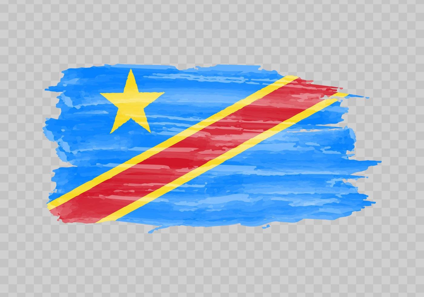 Watercolor painting flag of DR Congo vector