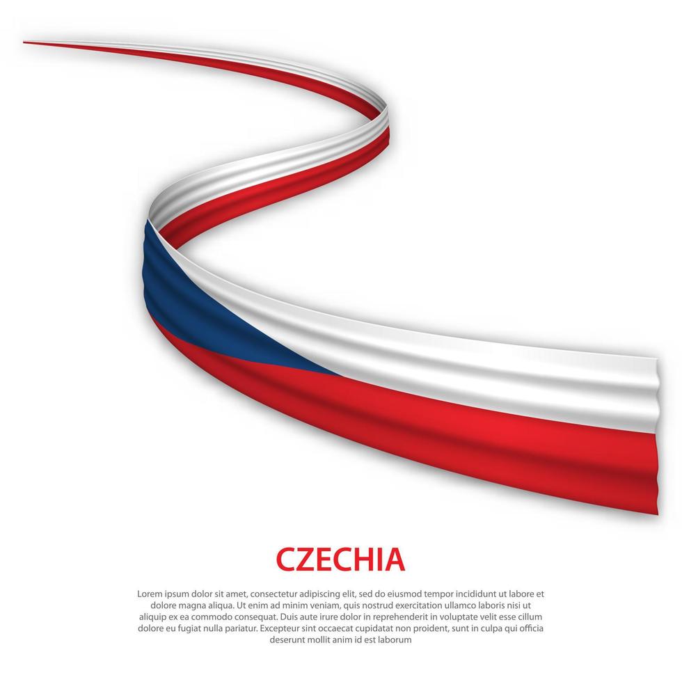 Waving ribbon or banner with flag of Czechia vector