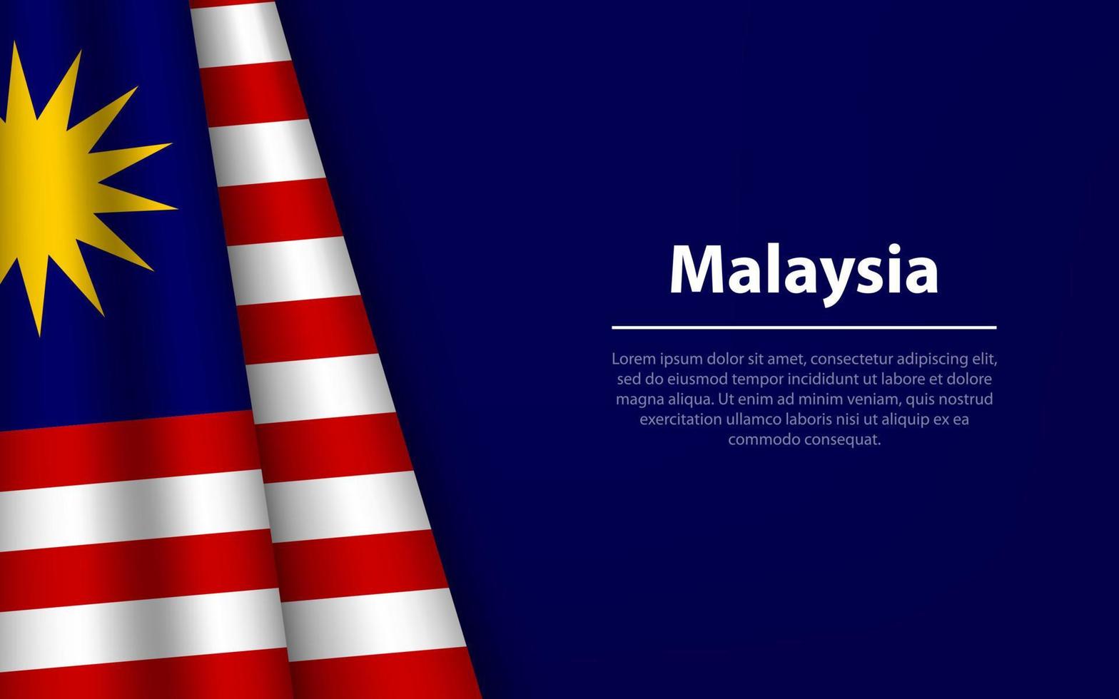 Wave flag of Malaysia with copyspace background. vector