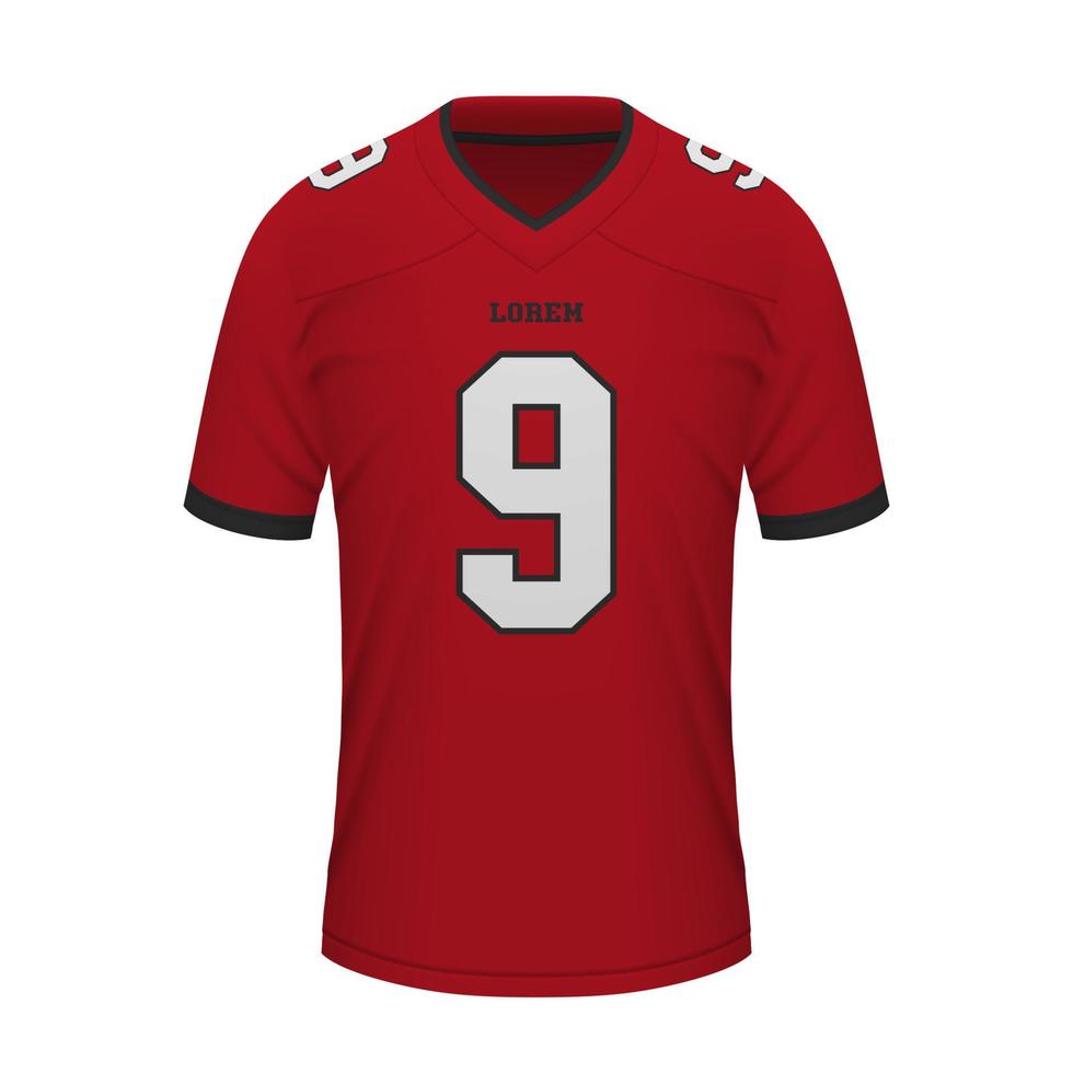 Realistic American football shirt of Tampa Bay, jersey template vector