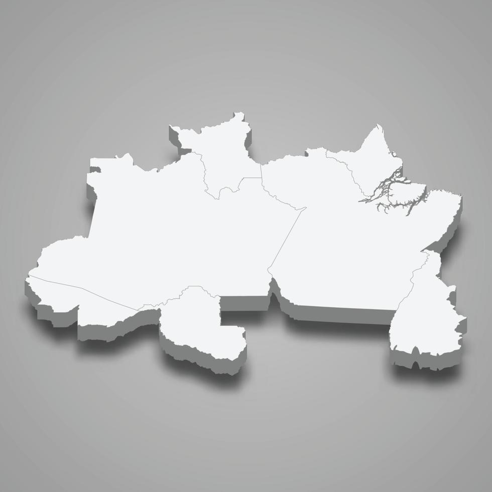 3d isométrica mapa norte región de Brasil vector