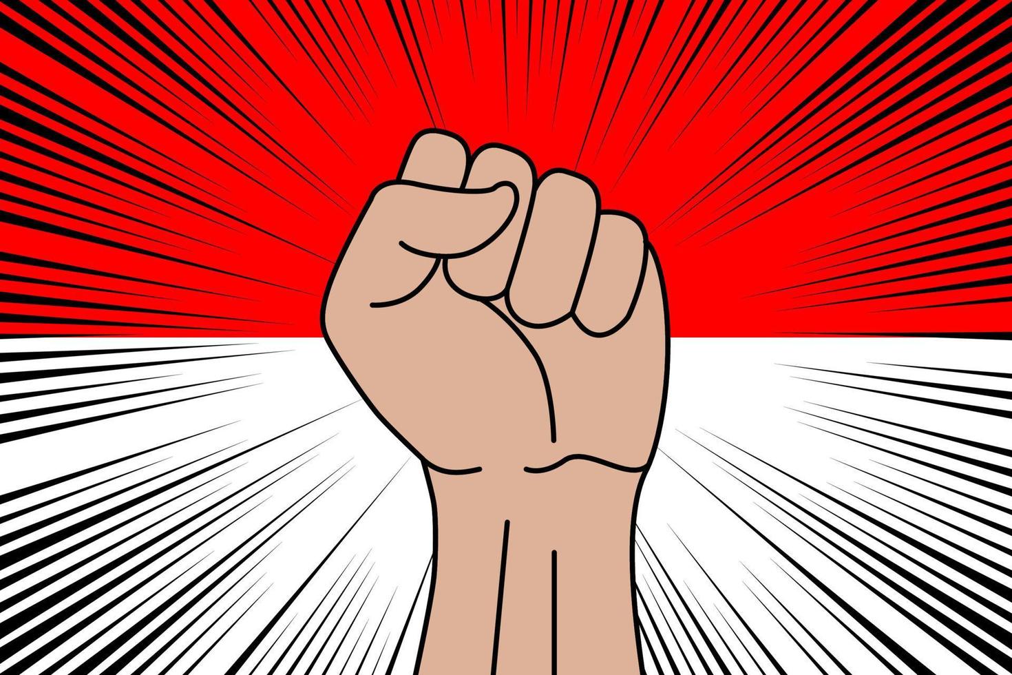 Human fist clenched symbol on flag of Indonesia vector