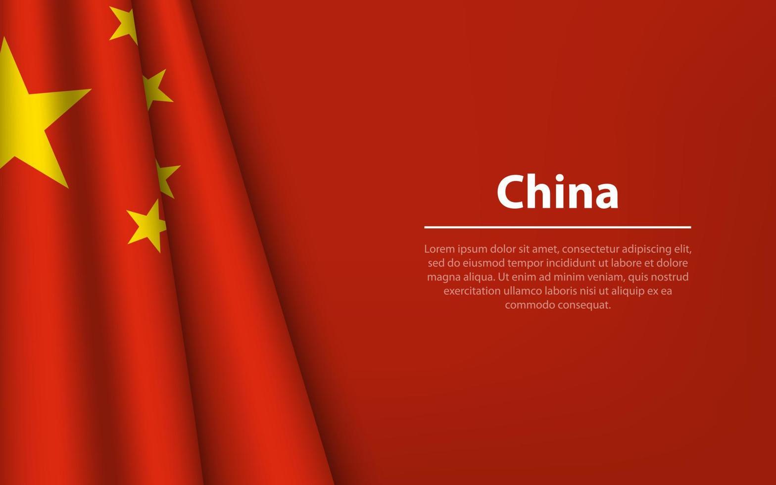 Wave flag of China with copyspace background. vector