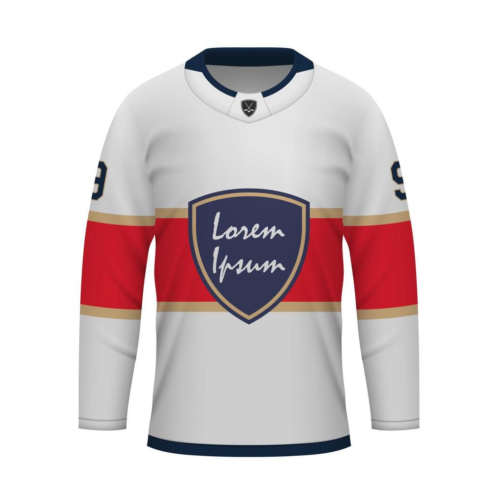 Realistic Ice Hockey away jersey Florida, shirt template vector