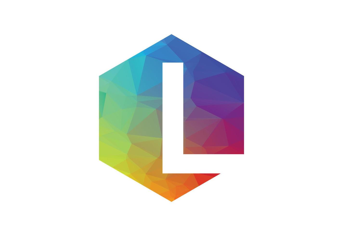 Colourful Low Poly and initial L letter logo design, Vector illustration