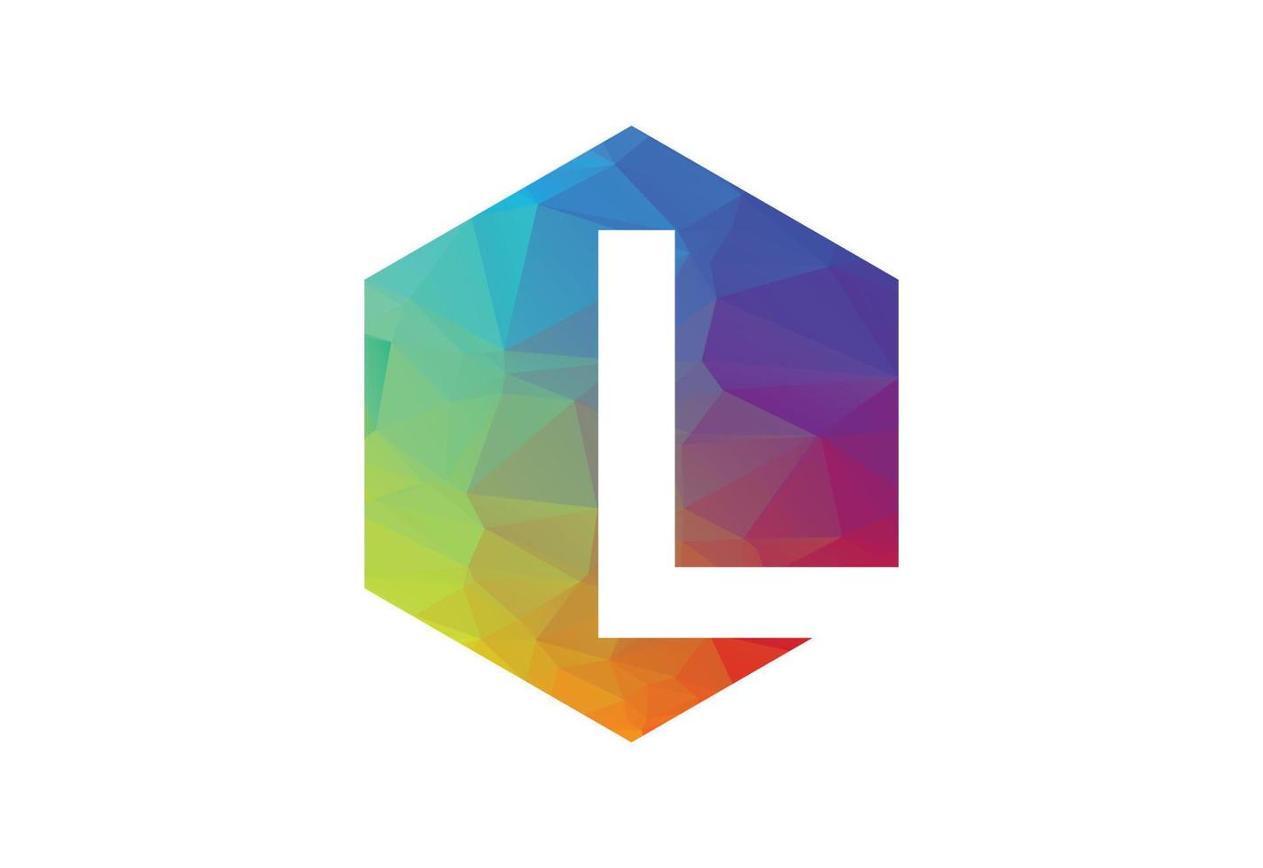 Colourful Low Poly and initial L letter logo design, Vector ...