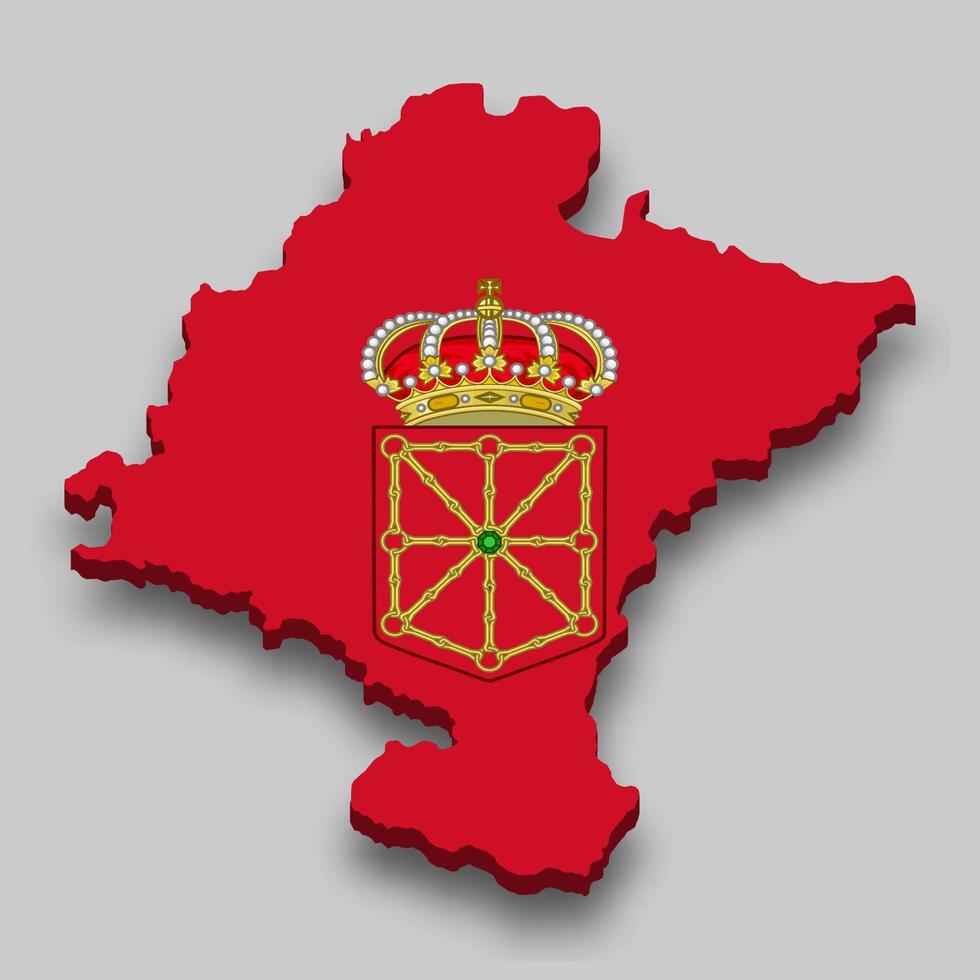 3d isometric Map of Navarre is a region of Spain vector