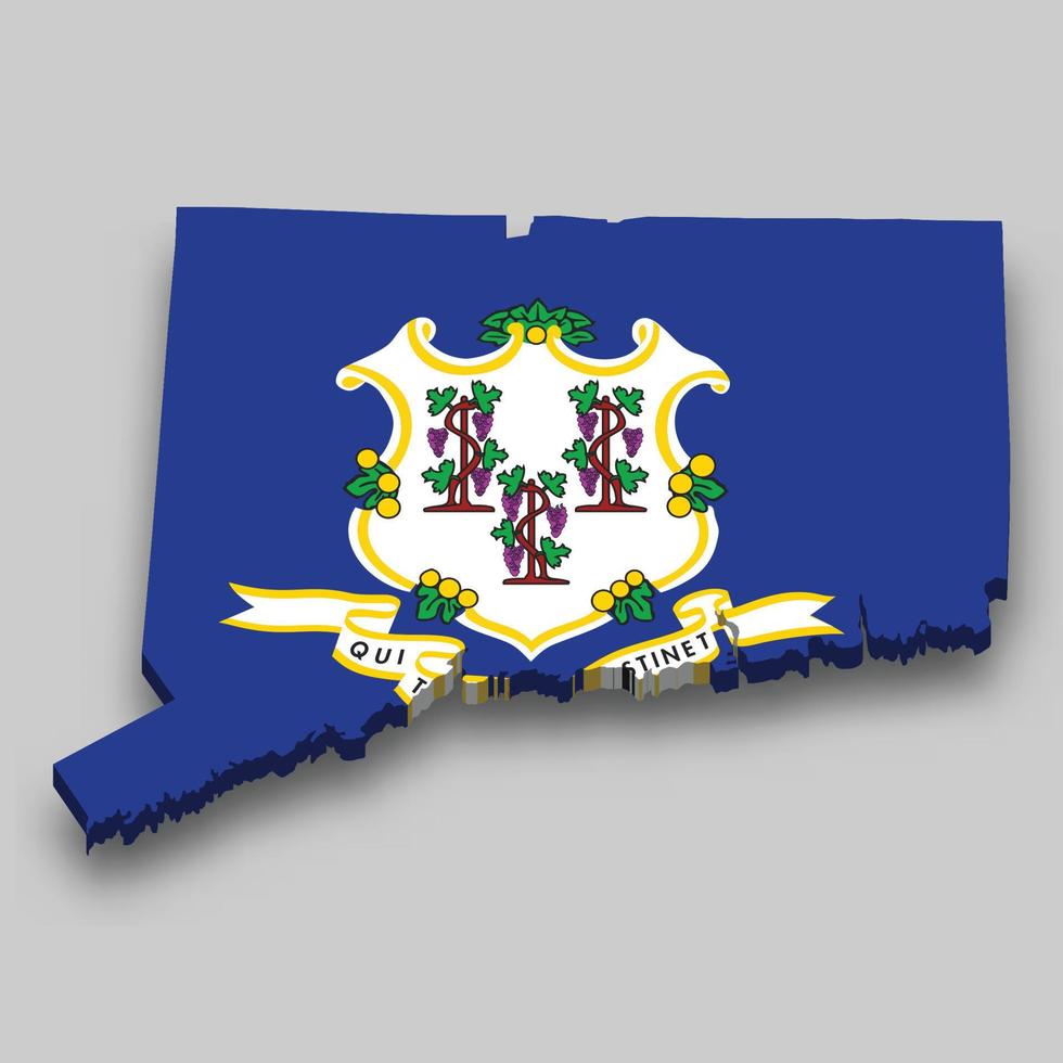 3d isometric Map of Connecticut is a state of United States vector