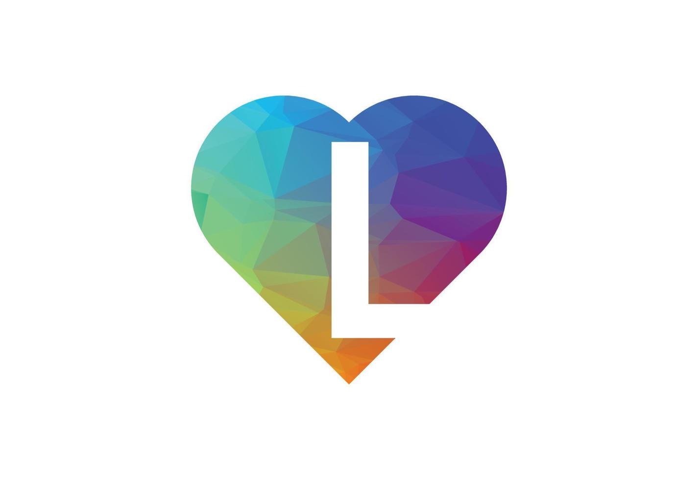 Colourful Low Poly and initial L letter logo design, Vector illustration