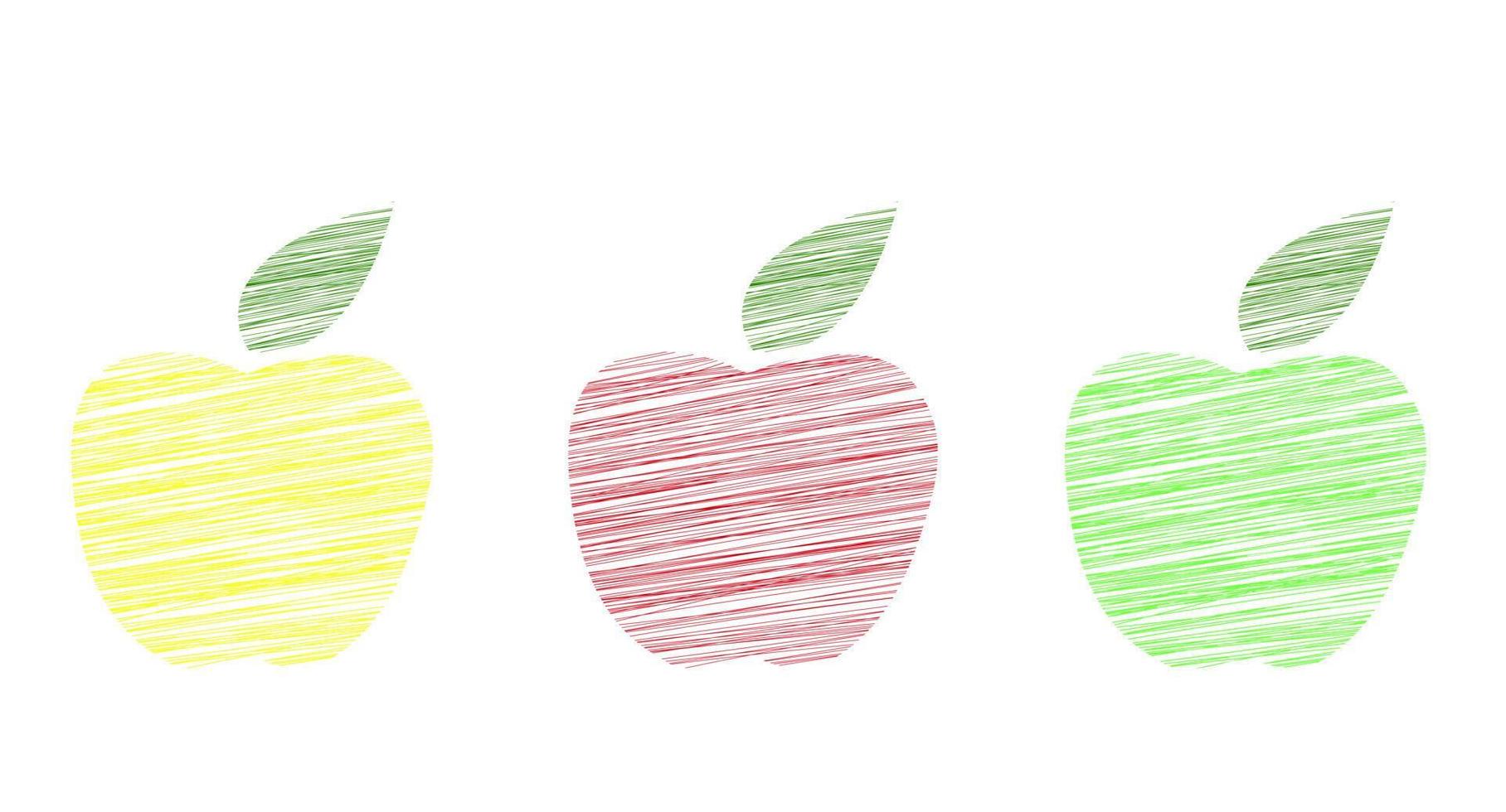 Set apples with color lines. Suitable for wall art, handmade craft items, stationery, invitations, cards, handmade cards, announcements, scrapbook, graphic and web design.Vector illustration vector