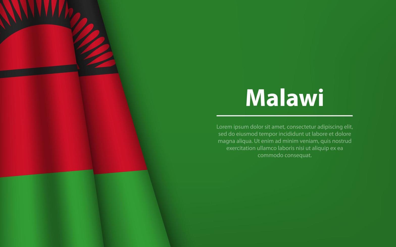 Wave flag of Malawi with copyspace background. vector