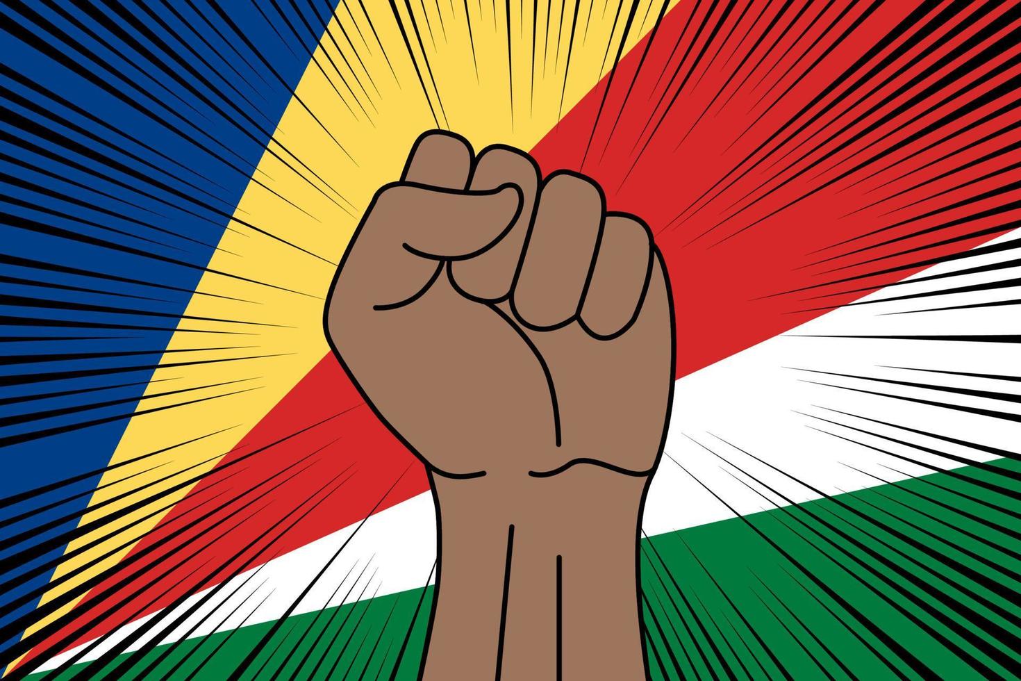 Human fist clenched symbol on flag of Seychelles vector