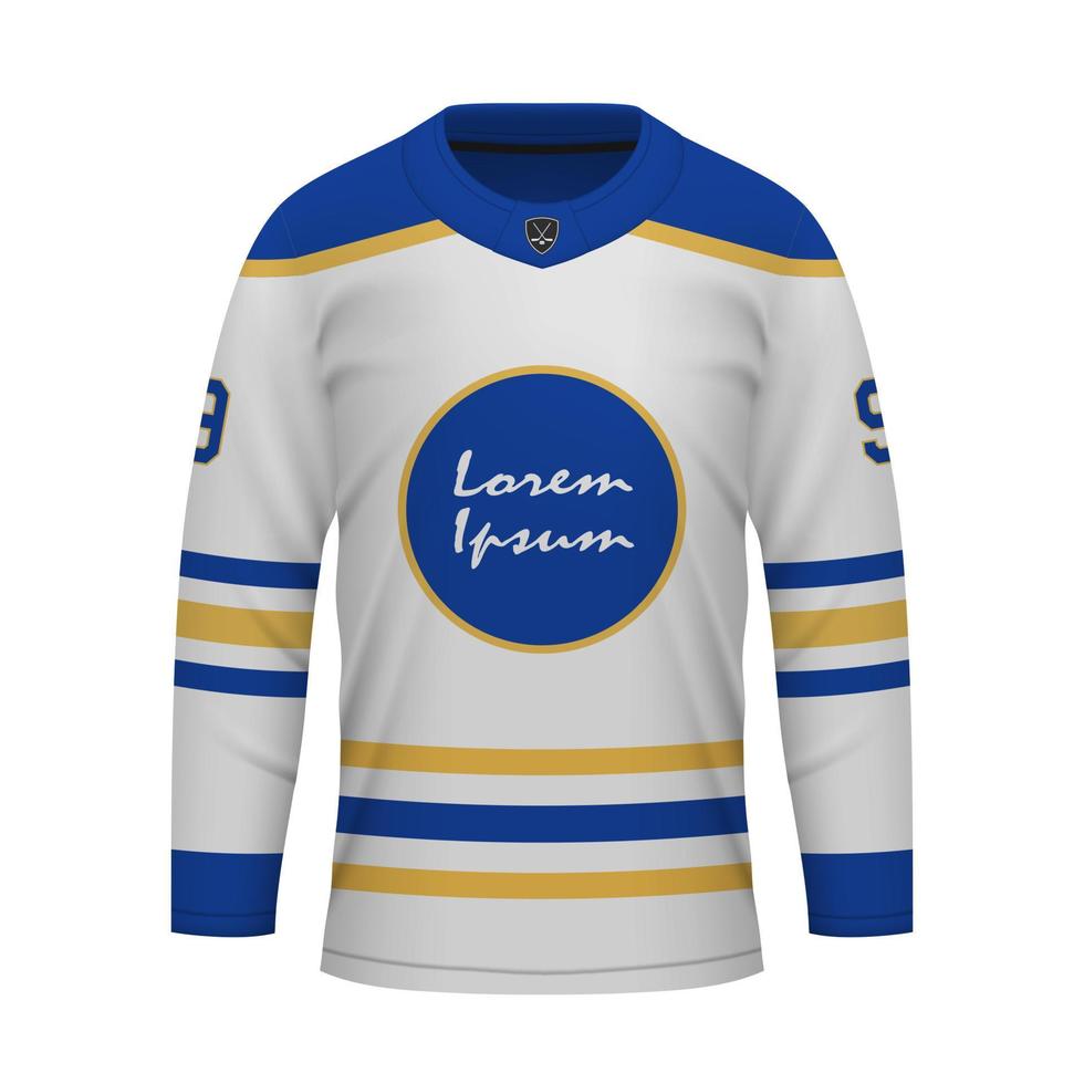 Realistic Ice Hockey away jersey Buffalo, shirt template vector