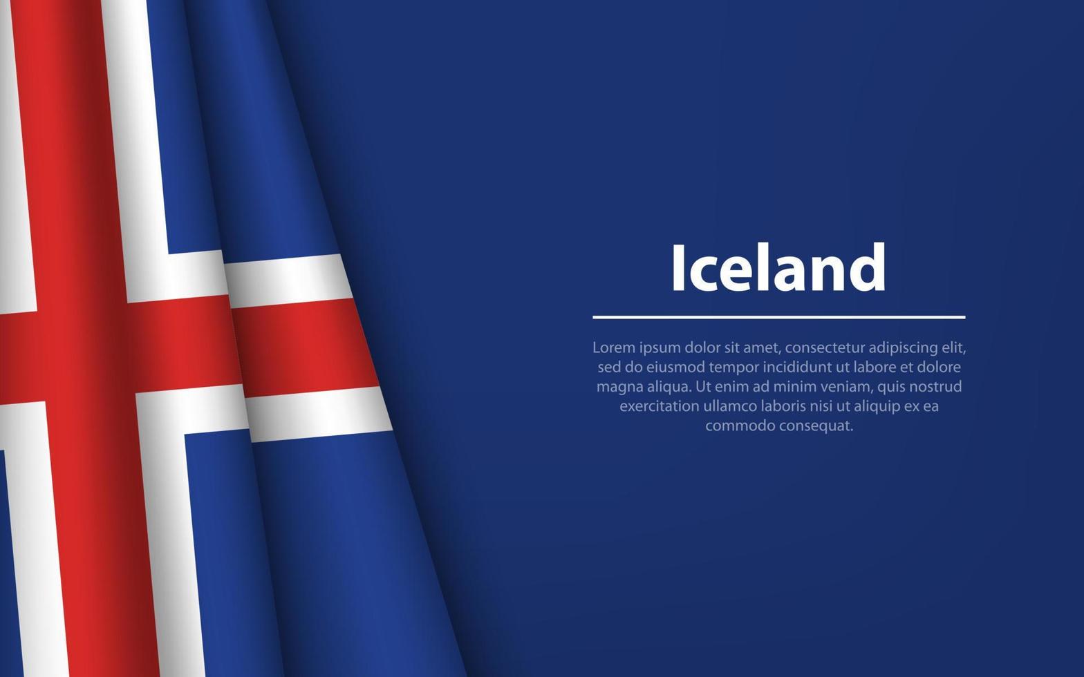 Wave flag of Iceland with copyspace background. vector