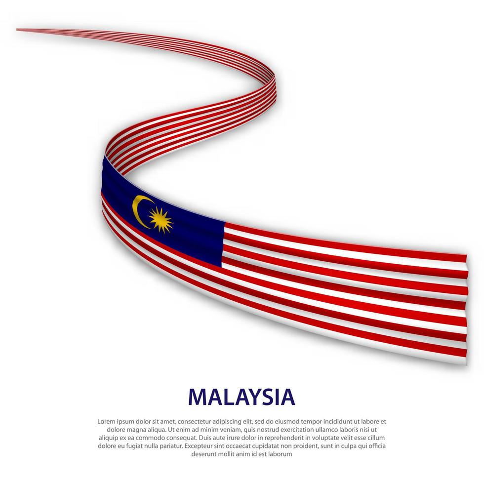 cinta ondeante o pancarta con bandera de malasia vector