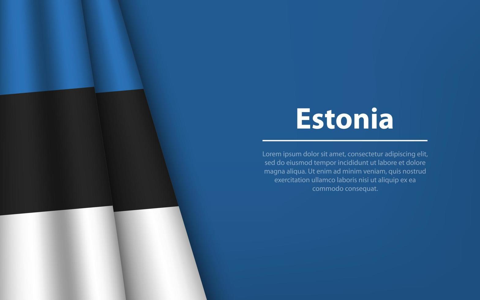 Wave flag of Estonia with copyspace background. vector