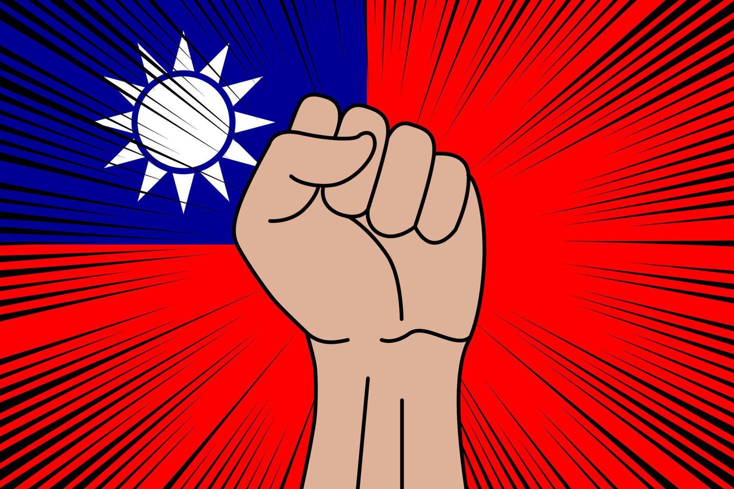 Human fist clenched symbol on flag of Taiwan vector