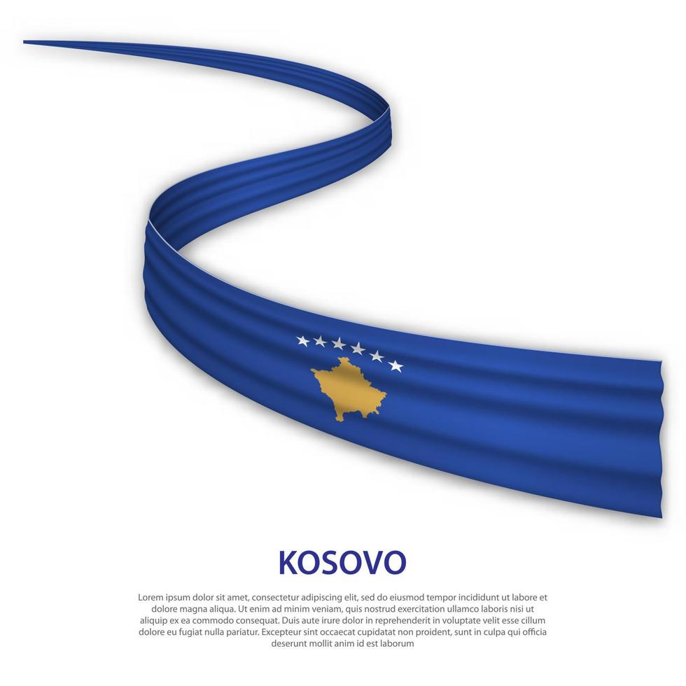 cinta ondeante o pancarta con bandera de kosovo vector