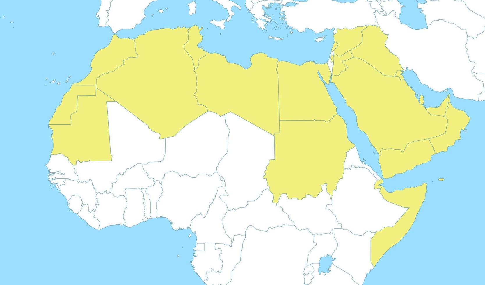 mapa de árabe mundo con fronteras de el estados vector