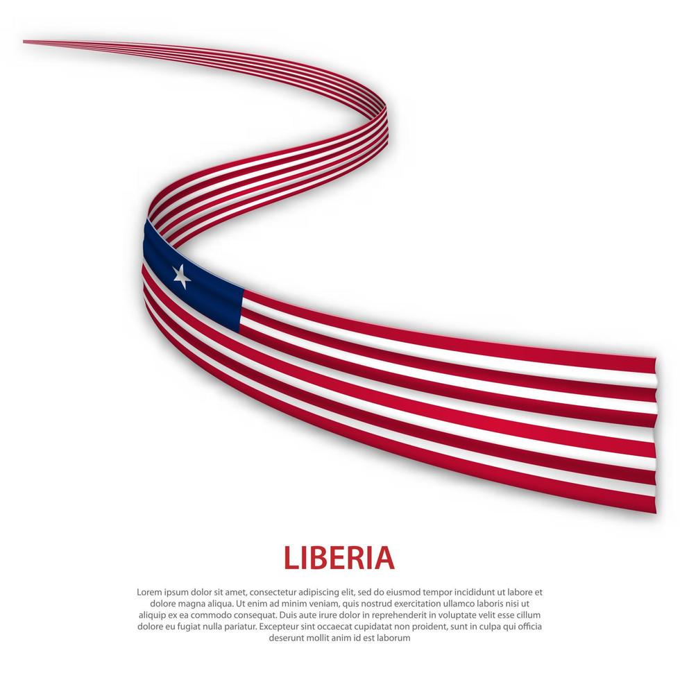 Waving ribbon or banner with flag of Liberia vector