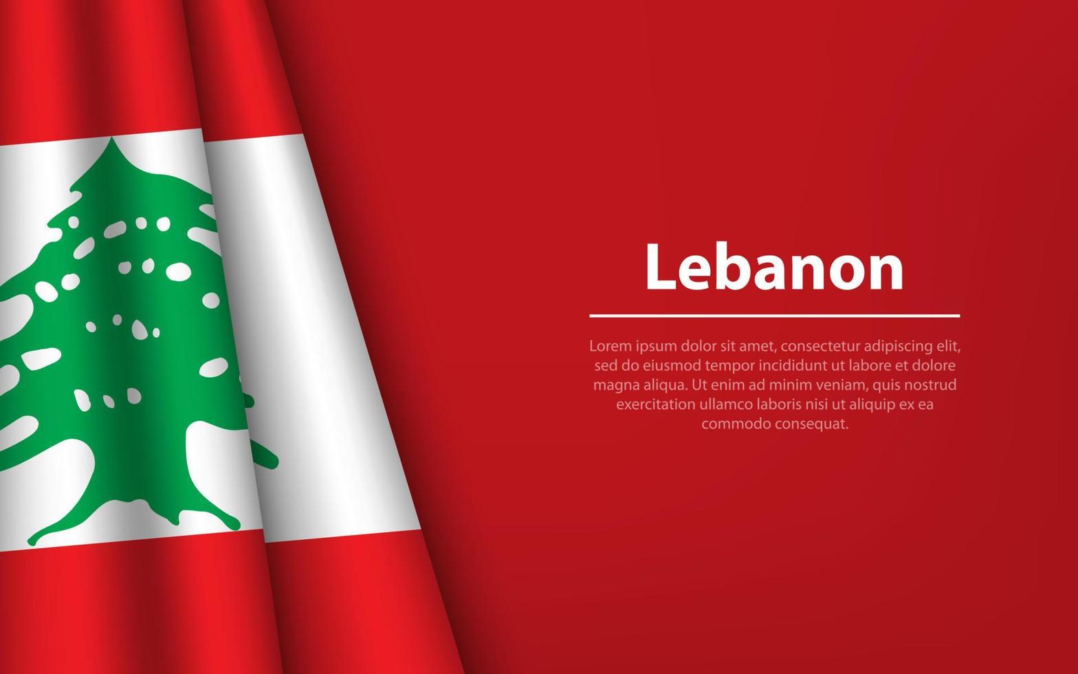 Wave flag of Lebanon with copyspace background. vector