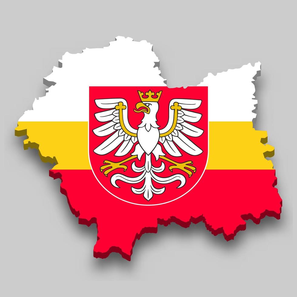 3d isometric Map of Lesser Poland is a region of Poland vector