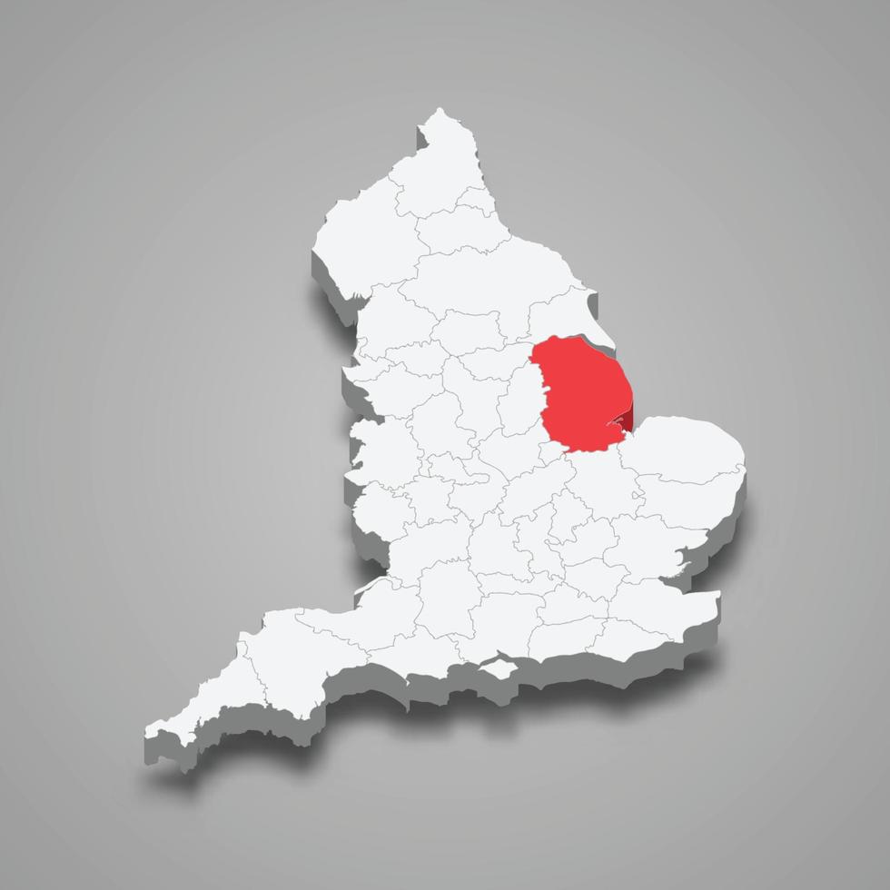 Lincoln condado ubicación dentro Inglaterra 3d mapa vector