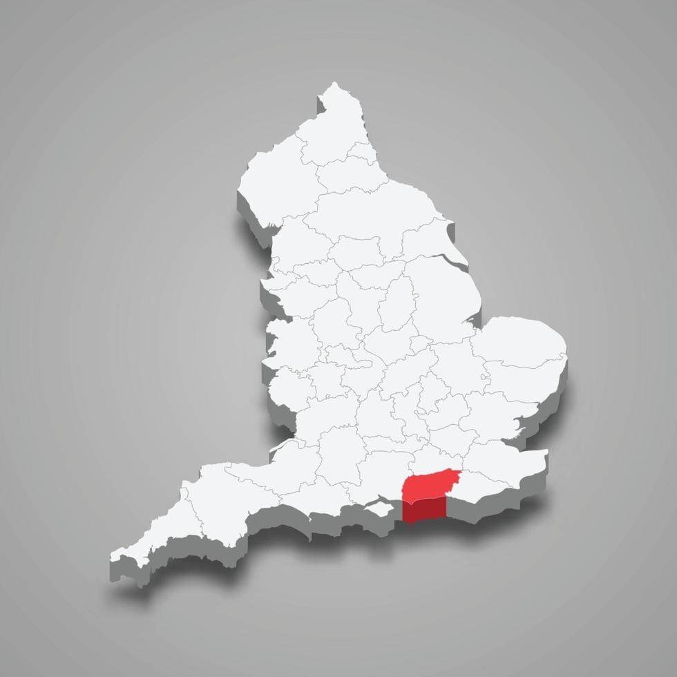 Oeste sussex condado ubicación dentro Inglaterra 3d mapa vector