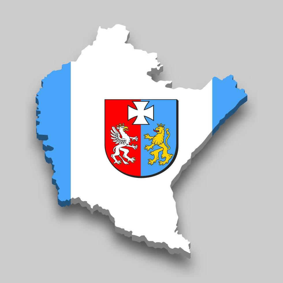 3d isometric Map of Subcarpathia is a region of Poland vector