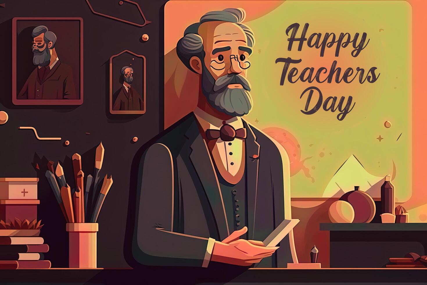 Happy teachers day illustration made with photo