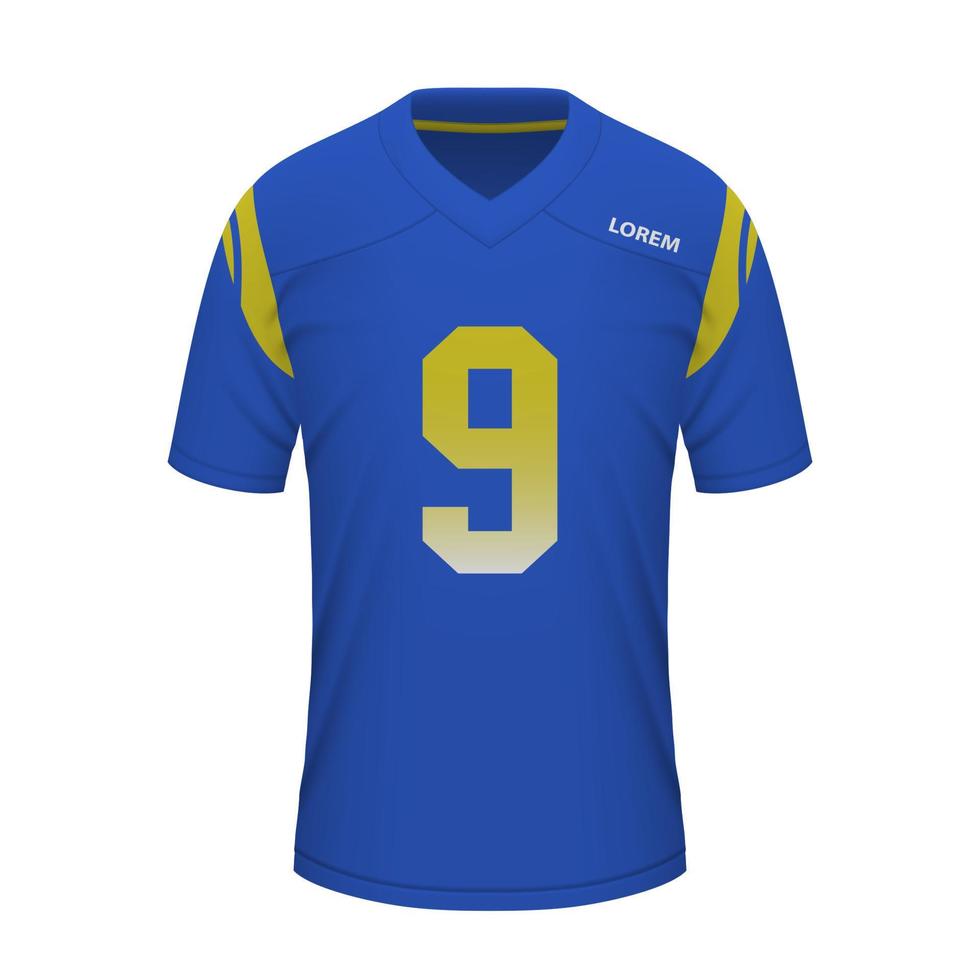 realista americano fútbol americano camisa de los angeles carneros, jersey modelo vector