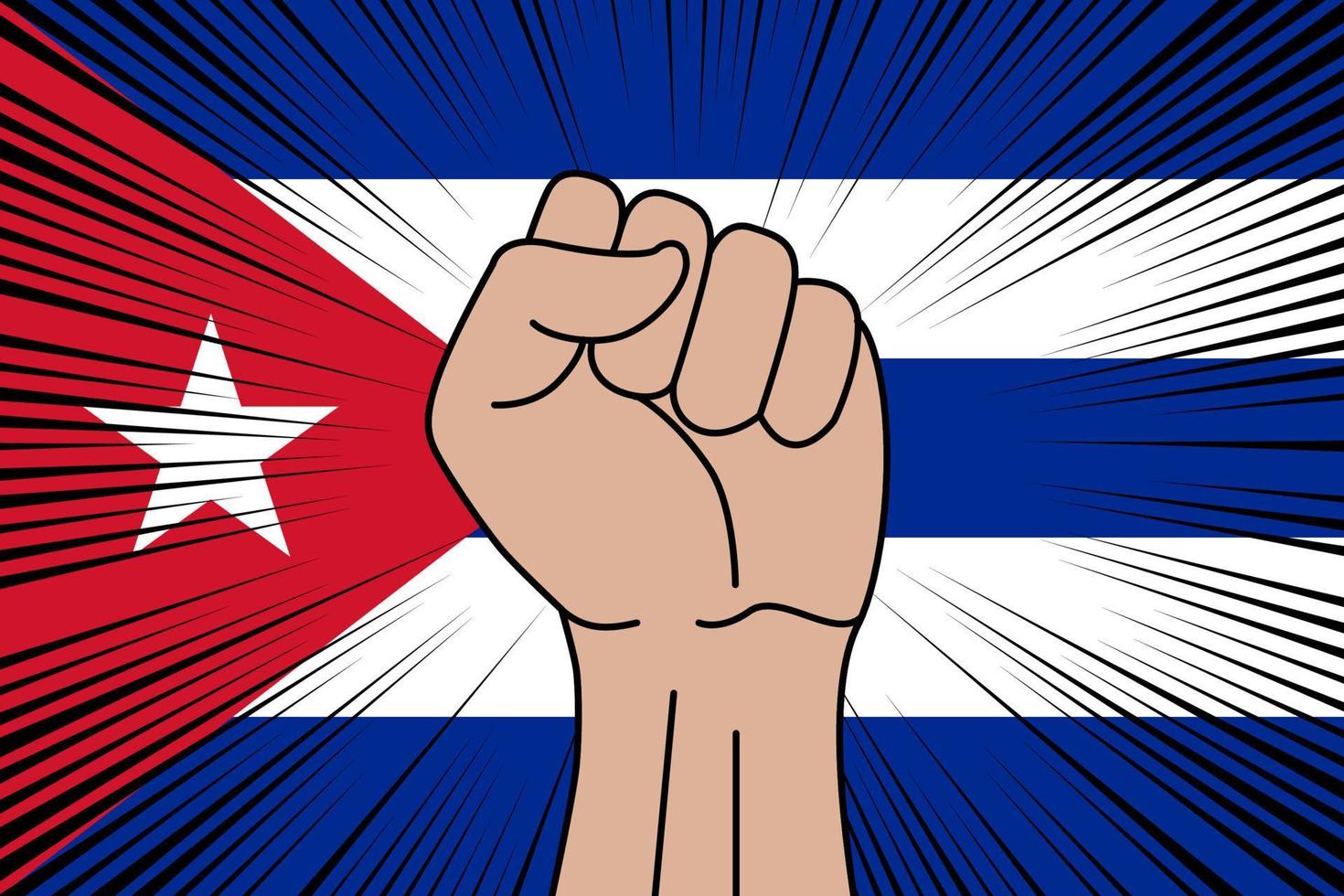 Human fist clenched symbol on flag of Cuba vector