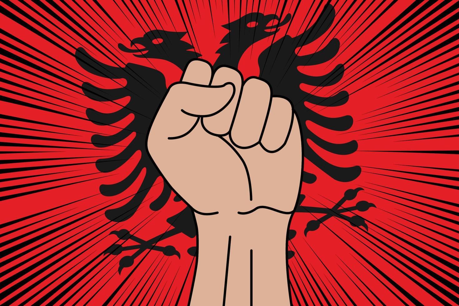 humano puño apretado símbolo en bandera de Albania vector