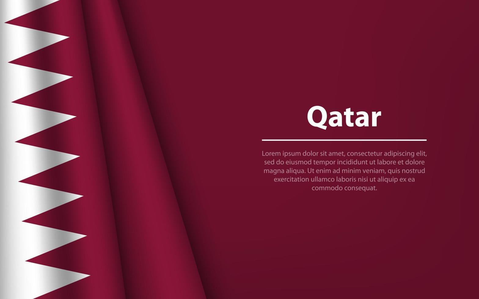 Wave flag of Qatar with copyspace background. vector