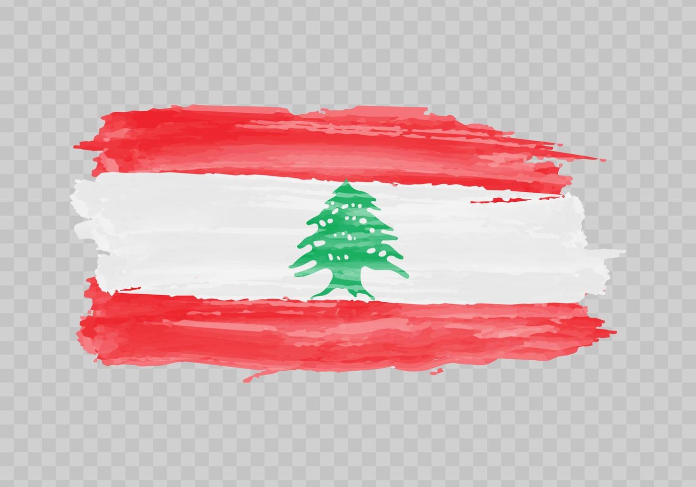 Watercolor painting flag of Lebanon vector