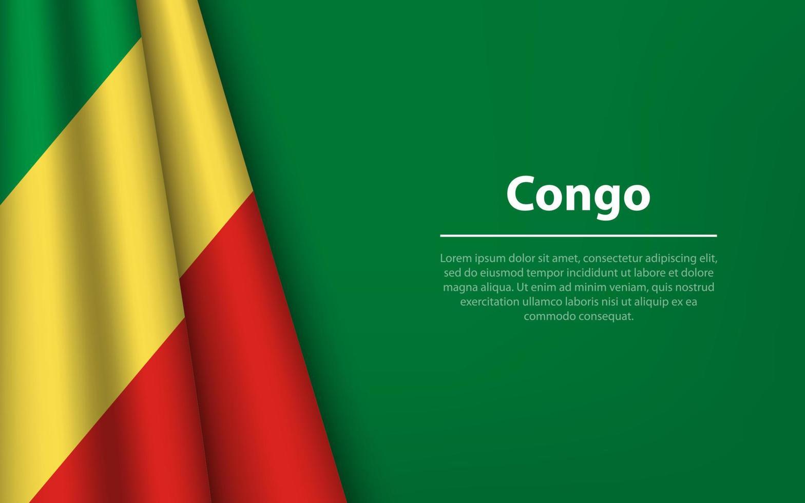 Wave flag of Congo with copyspace background. vector