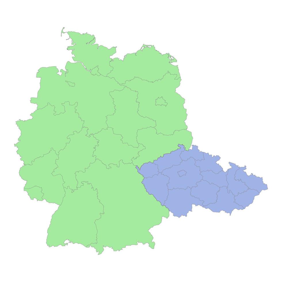 alto calidad político mapa de Alemania y checo con fronteras de el regiones o provincias vector