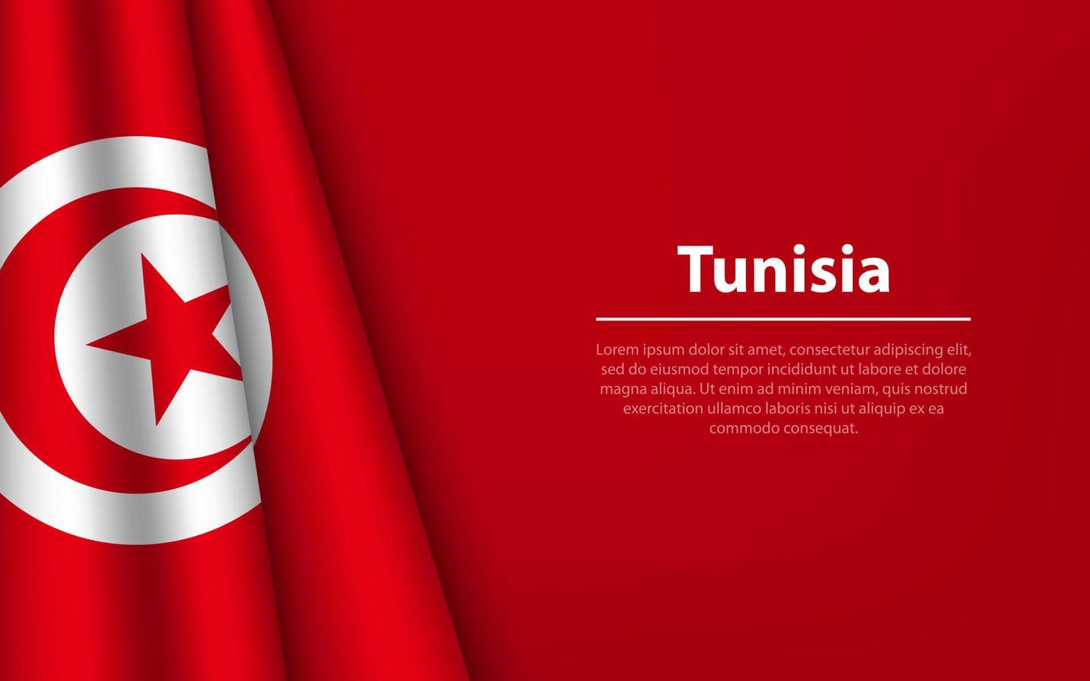 Wave flag of Tunisia with copyspace background. vector