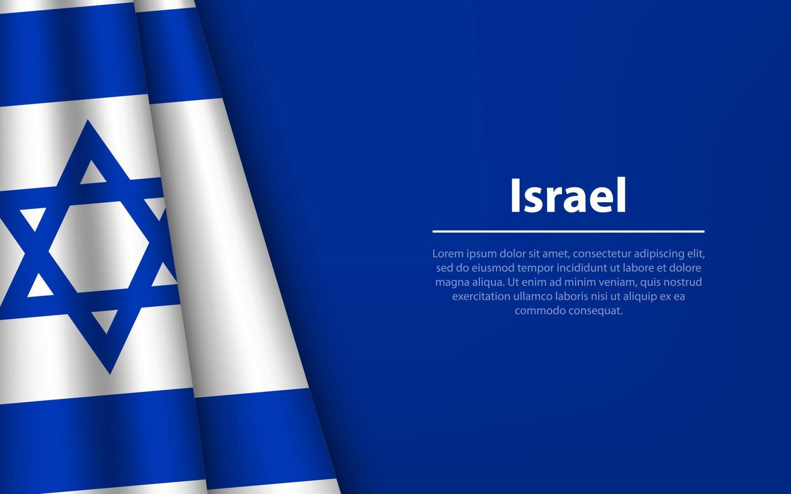 Wave flag of Israel with copyspace background. vector