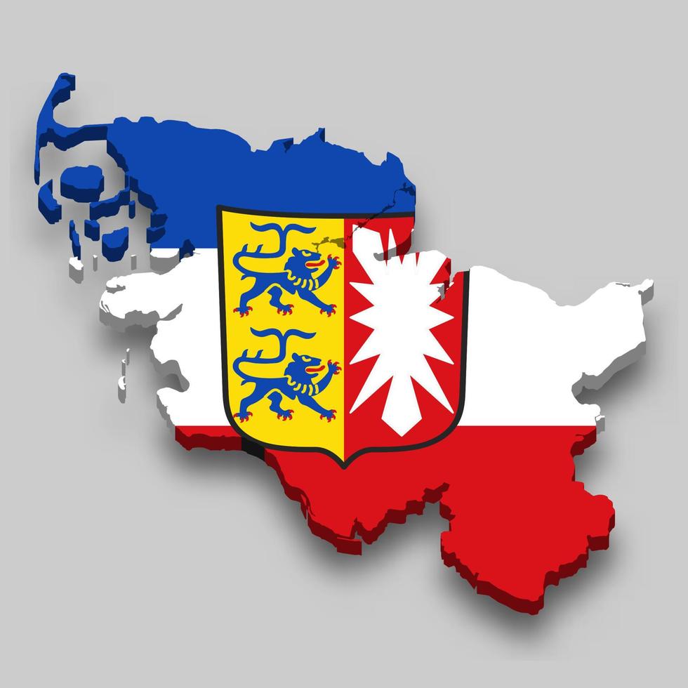 3d isométrica mapa de schleswig-holstein es un estado de Alemania vector