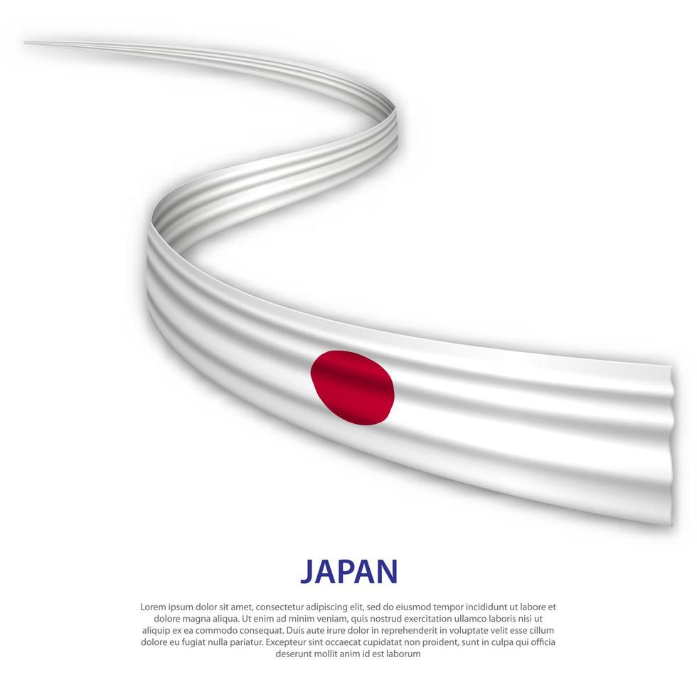cinta ondeante o pancarta con la bandera de Japón vector