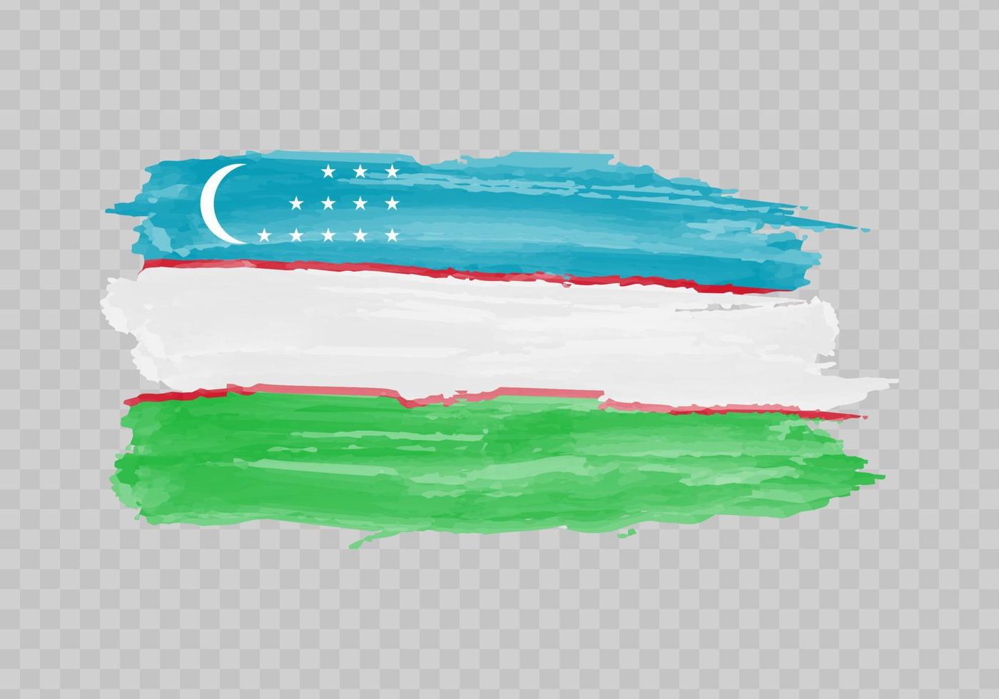 Watercolor painting flag of Uzbekistan vector