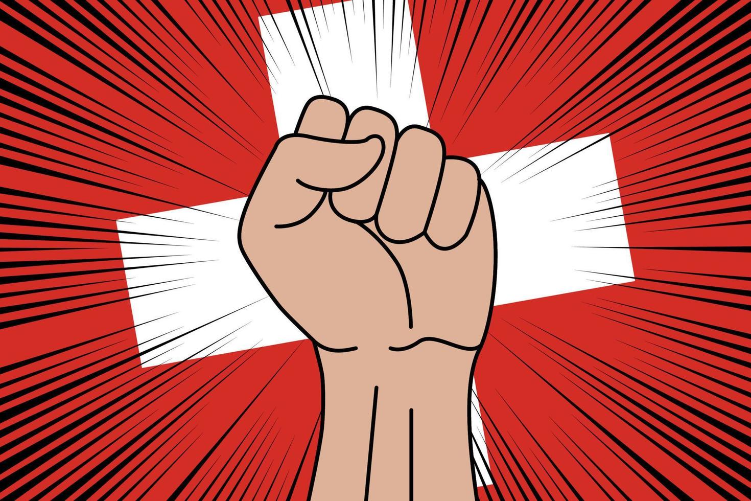 Human fist clenched symbol on flag of Switzerland vector